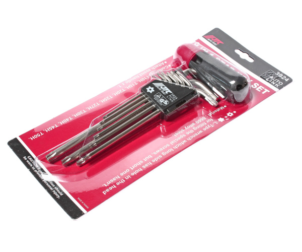 Набор ключей TORX T10Н-Т50H Г-образных с отверстием 9 предметов JTC-3924